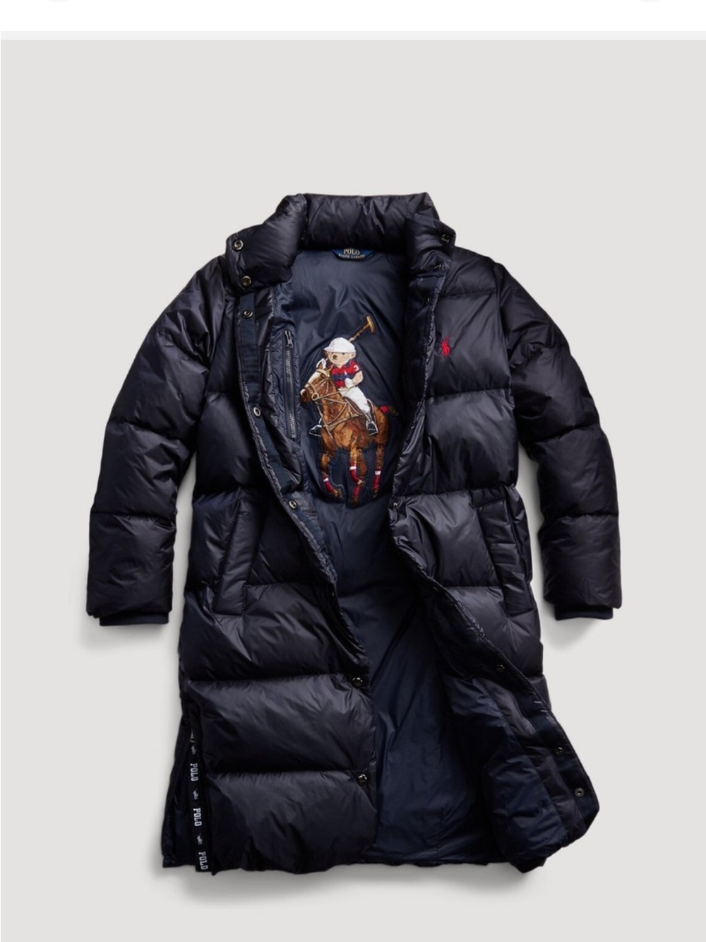 Polo Ralph Lauren Girl's Water-Repellent Long Down Jacket Navy- double sided/ 4T